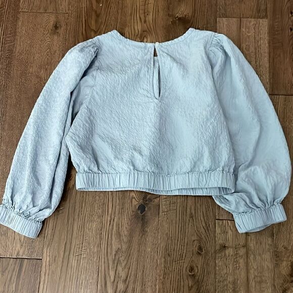 A New Day Cropped lt blue blouse. Sz M - Picture 4 of 4